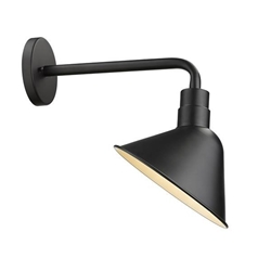 Fuller One Light Matte Black Wall Sconce with Angled Metal Shade 