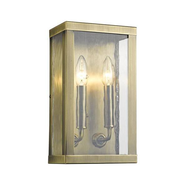 Charleston Two Light Antique Brass Shadowbox Wall Sconce (Small) 