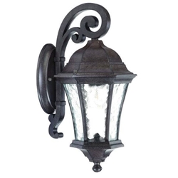 Waverly Black Coral Wall Sconce with Hammered Water Glass 