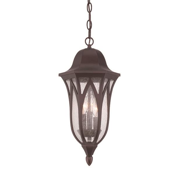 Milano Architectural Bronze Hanging Light with Clear Seeded Glass 