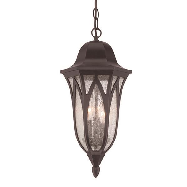 Milano Oil-Rubbed Bronze Hanging Light with Clear Seeded Glass 