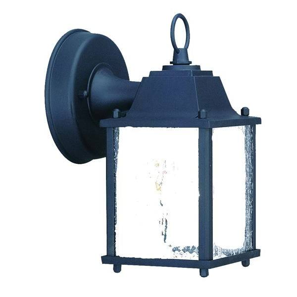 Builders Choice One Light Matte Black Wall Sconce with Seeded Glass 