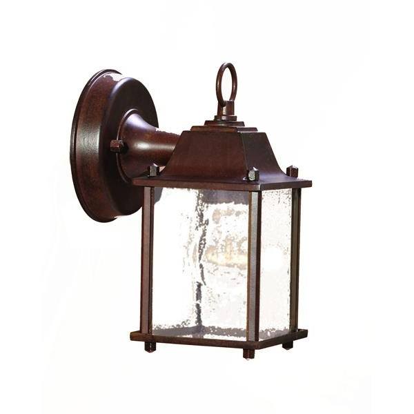 Builders Choice One Light Burled Walnut Wall Sconce with Seeded Glass 