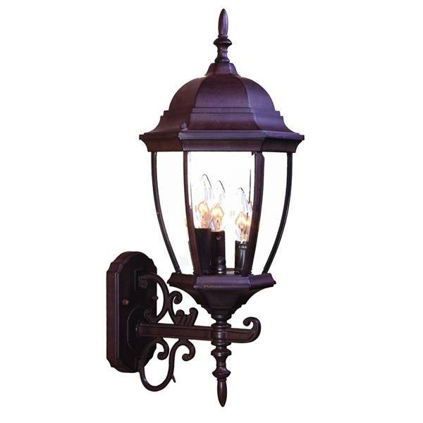 Wexford 3-Light Burled Walnut Wall Sconce with Clear Beveled Glass Panes 