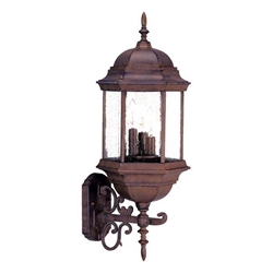 Madison 3-Light Burled Walnut Wall Sconce with Seeded Glass 