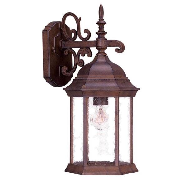 Madison One Light Burled Walnut Wall Sconce with Seeded Glass 