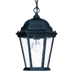 Richmond One Light Matte Black Hanging Light with Seeded Glass 