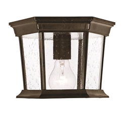 Dover One Light Burled Walnut Ceiling Light with Seeded Glass 