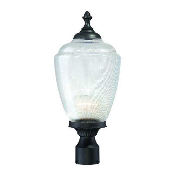 Acorn One Light Matte Black Post Lantern with Clear Acrylic Globe 