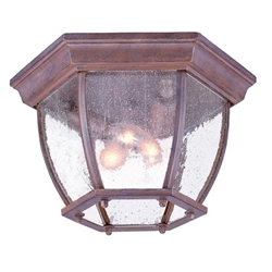 3-Light Burled Walnut Flush Mount with Seeded Glass 