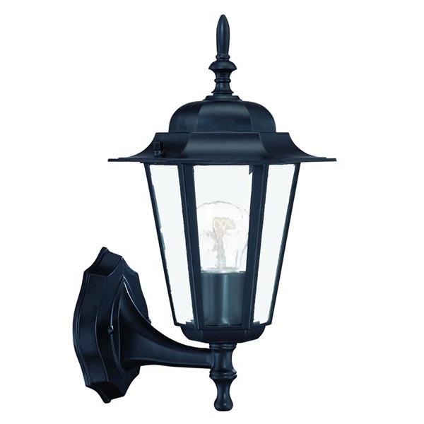 Camelot Matte Black Wall Sconce with Clear Beveled Glass Panes 