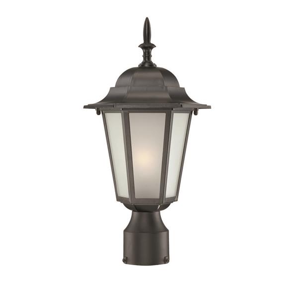 Camelot One Light Matte Black Post Lantern with Frosted Glass 