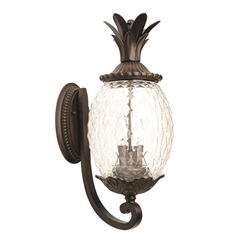 Lanai Two Light Black Coral Wall Sconce with Pineapple Cut Glass 