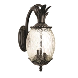 Lanai Matte Black Wall Sconce with Pineapple Shaped Glass 
