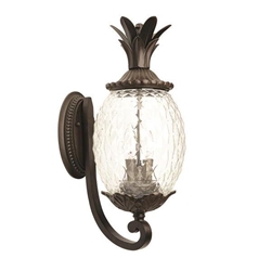 Lanai 3-Light Black Coral Wall Sconce with Pineapple Shaped Glass 