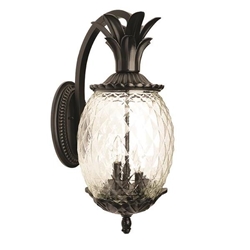 Lanai 3-Light Matte Black Wall Sconce with Pineapple Shaped Glass 