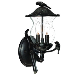 Avian Two Light Black Coral Wall Sconce with Seeded Glass 
