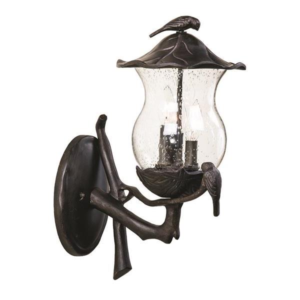 Avian 3-Light Black Coral Wall Sconce with Seeded Glass 