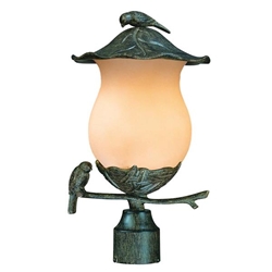 Avian Two Light Black Coral Post Lantern with Champagne Glass 