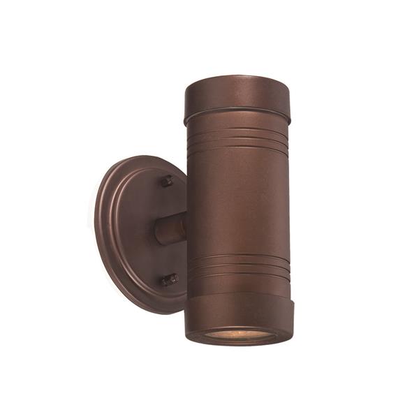 Two Light Architectural Bronze Cylinder Wall Sconce 