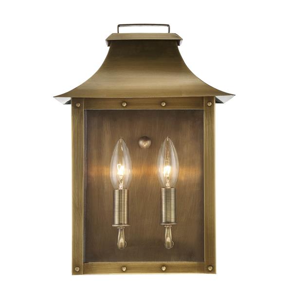 Manchester Two Light Aged Brass Pocket Wall Sconce 