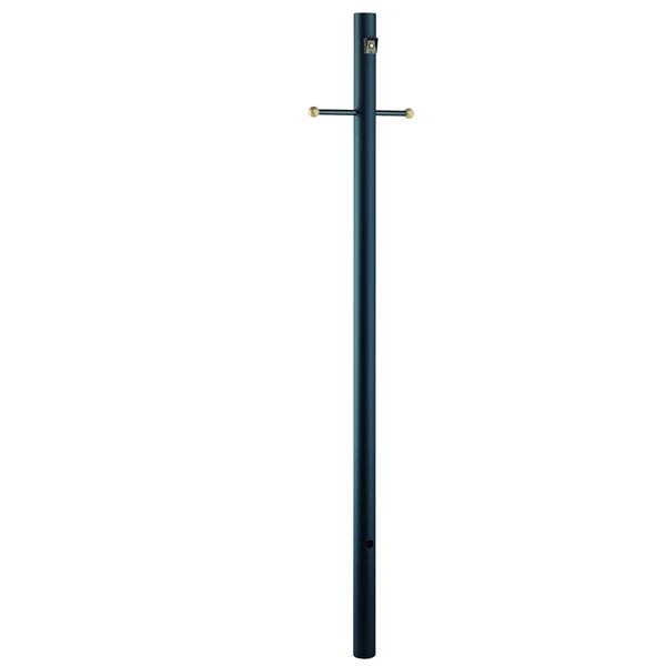 7 Feet Direct Burial Post with Photocell And Cross Arm - Black 