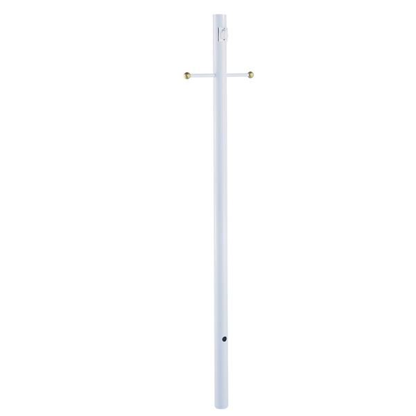 7 Feet Direct Burial Post with Outlet And Cross Arm - White 