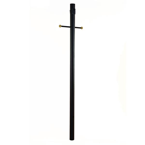 7 Feet Direct Burial Post with Photocell, Outlet And Cross Arm - Black 