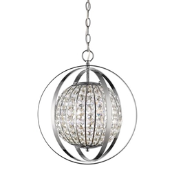Olivia One Light Crystal Globe Pendant - Polished Nickel 