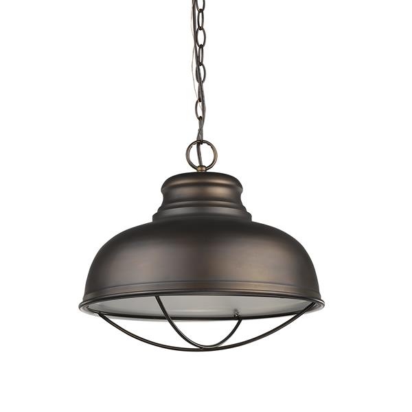 Ansen One Light Oil-Rubbed Bronze Pendant with Gloss White Interior Shade 