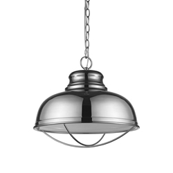 Ansen One Light Polished Nickel Pendant with Gloss White Interior Shade 