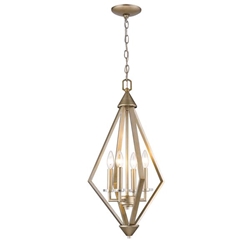 Easton 4-Light Washed Gold Pendant with Crystal Bobeches 