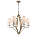 Easton 6-Light Washed Gold Chandelier with Crystal Bobeches And White Fabric Shades - ACC1629