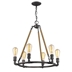 Grayson 6-Light Antique Gray Chandelier with Jute Wrapped Uprights