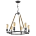 Grayson 6-Light Antique Gray Chandelier with Jute Wrapped Uprights - ACC1630