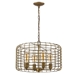 Lynden 4-Light Raw Brass Drum Pendant with Wire Cage Shade - ACC1632