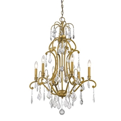Claire 6-Light Antique Gold Chandelier with Crystal Accents 