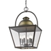 Savannah 6-Light Oil-Rubbed Bronze Foyer Pendant with Raw Brass Accents And Clear Glass Panes - ACC1644