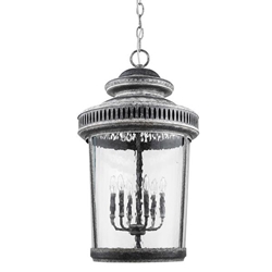 Kingston 6-Light Antique Lead Foyer Pendant with Curved Water Glass Panes 