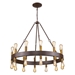 Cumberland 24-Light Wood Finish Chandelier with Raw Brass Sockets - ACC1651