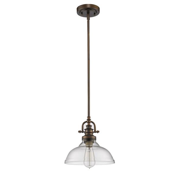 Virginia One Light Oil-Rubbed Bronze Pendant with Clear Glass Shade 