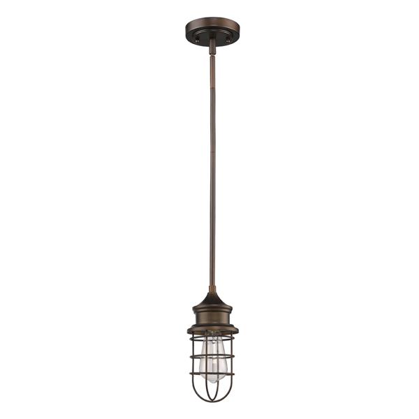 Virginia One Light Oil-Rubbed Bronze Pendant with Wire Cage Shade 