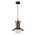 Greta One Light Raw Brass Pendant with Gloss White Interior And Etched Glass Shade