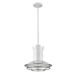 Newport One Light White Pendant with Polished Nickel Louver 