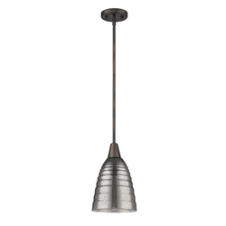 Brielle One Light Oil-Rubbed Bronze Pendant with Ribbed Crackle Glass Shade 