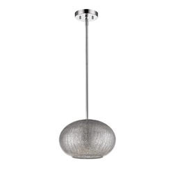 Brielle One Light Polished Nickel Pendant with Textured Glass Shade 