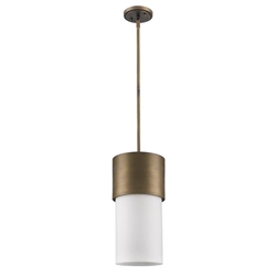 Midtown One Light Raw Brass Pendant with Frosted Glass Shade 