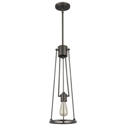 Jade One Light Oil-Rubbed Bronze Pendant with Vertical Structural Frames 