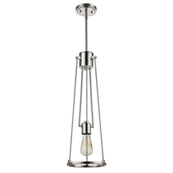 Jade One Light Polished Nickel Pendant with Vertical Structural Frames 