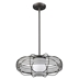Loft One Light Oil-Rubbed Bronze Wire Globe Pendant with Etched Glass Interior Shade
